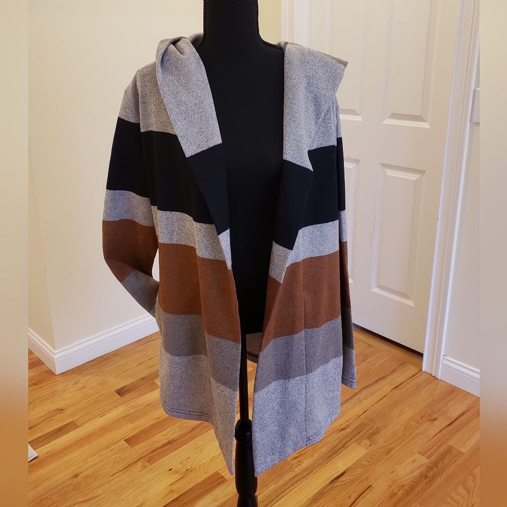 Maurices, hooded open front sweater, multi color, size xxl, NWT